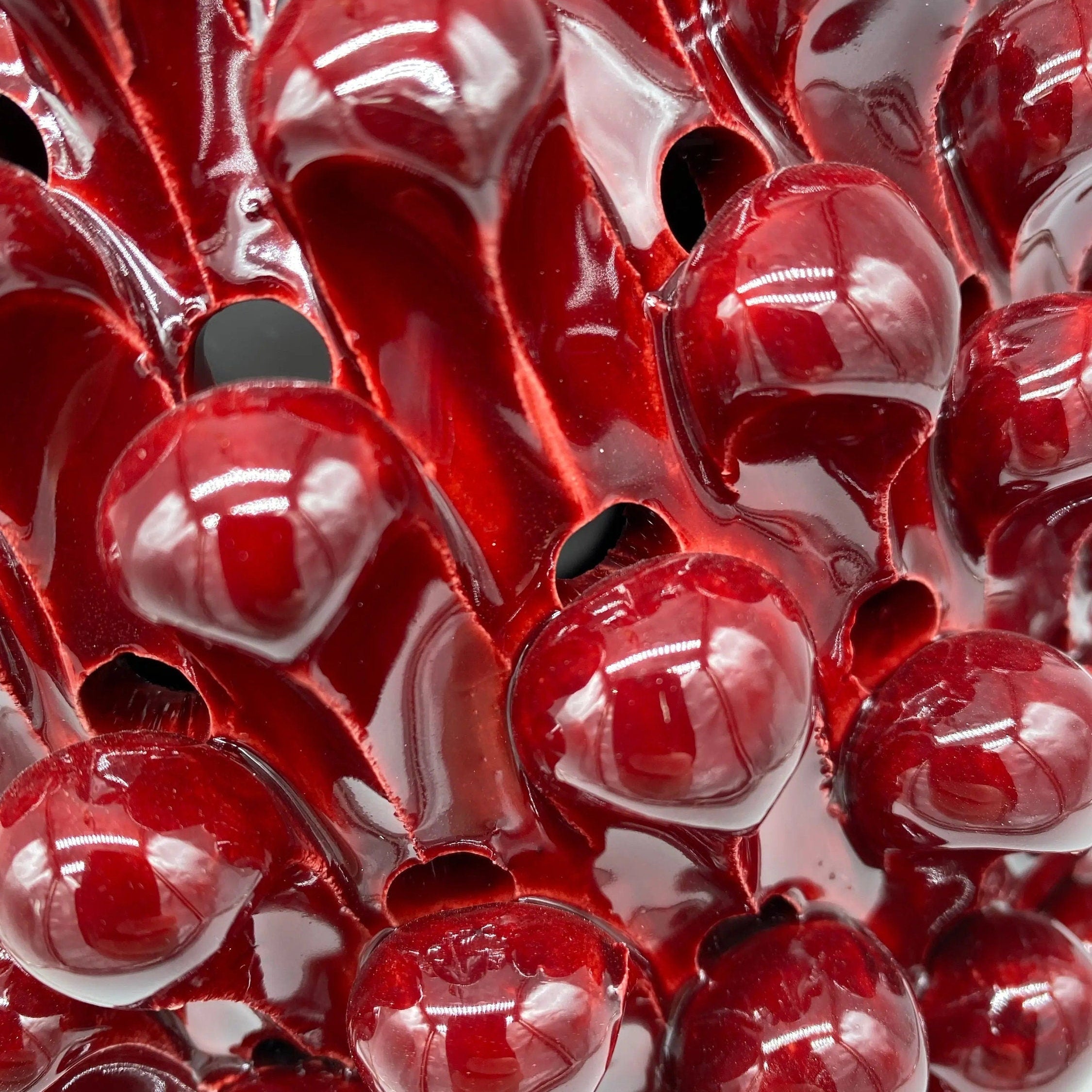 Lampada Pigna traforata Ceramica Caltagirone cm H.30 L.20 Artigianale Bordeaux Base Decorata DD CERAMICHE SICILIANE