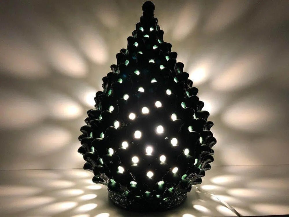 Lampada Pigna traforata Ceramica Caltagirone cm H.47 L.30 Artigianale Verde Prato DD CERAMICHE SICILIANE