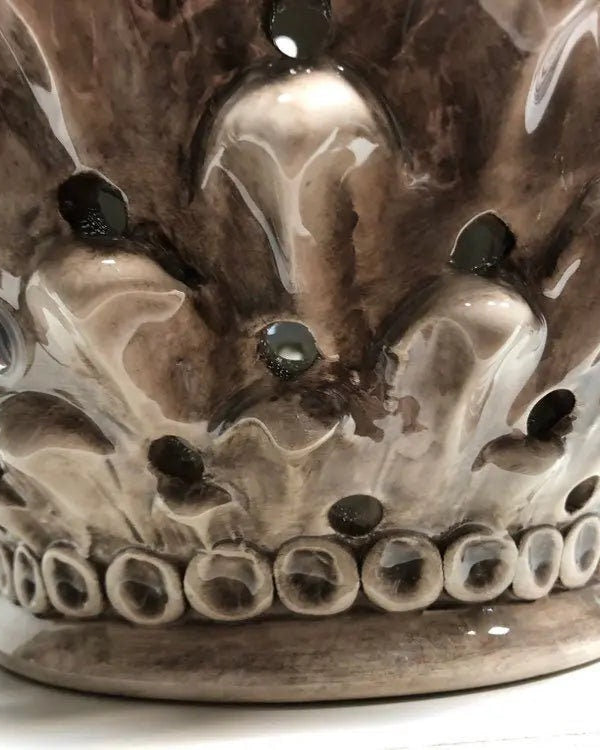 Lampada Pigna traforata Ceramica Caltagirone cm H.47 L.30 Artigianale Beige Écru DD CERAMICHE SICILIANE