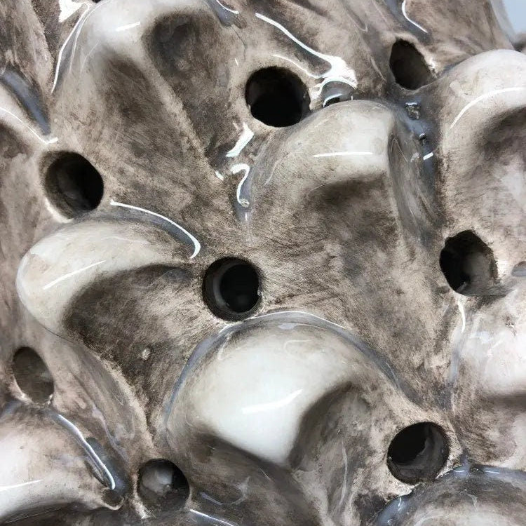 Lampada Pigna traforata Ceramica Caltagirone cm H.47 L.30 Artigianale Beige Écru DD CERAMICHE SICILIANE