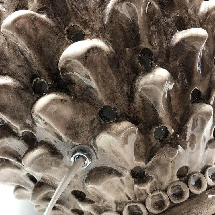 Lampada Pigna traforata Ceramica Caltagirone cm H.47 L.30 Artigianale Beige Écru DD CERAMICHE SICILIANE