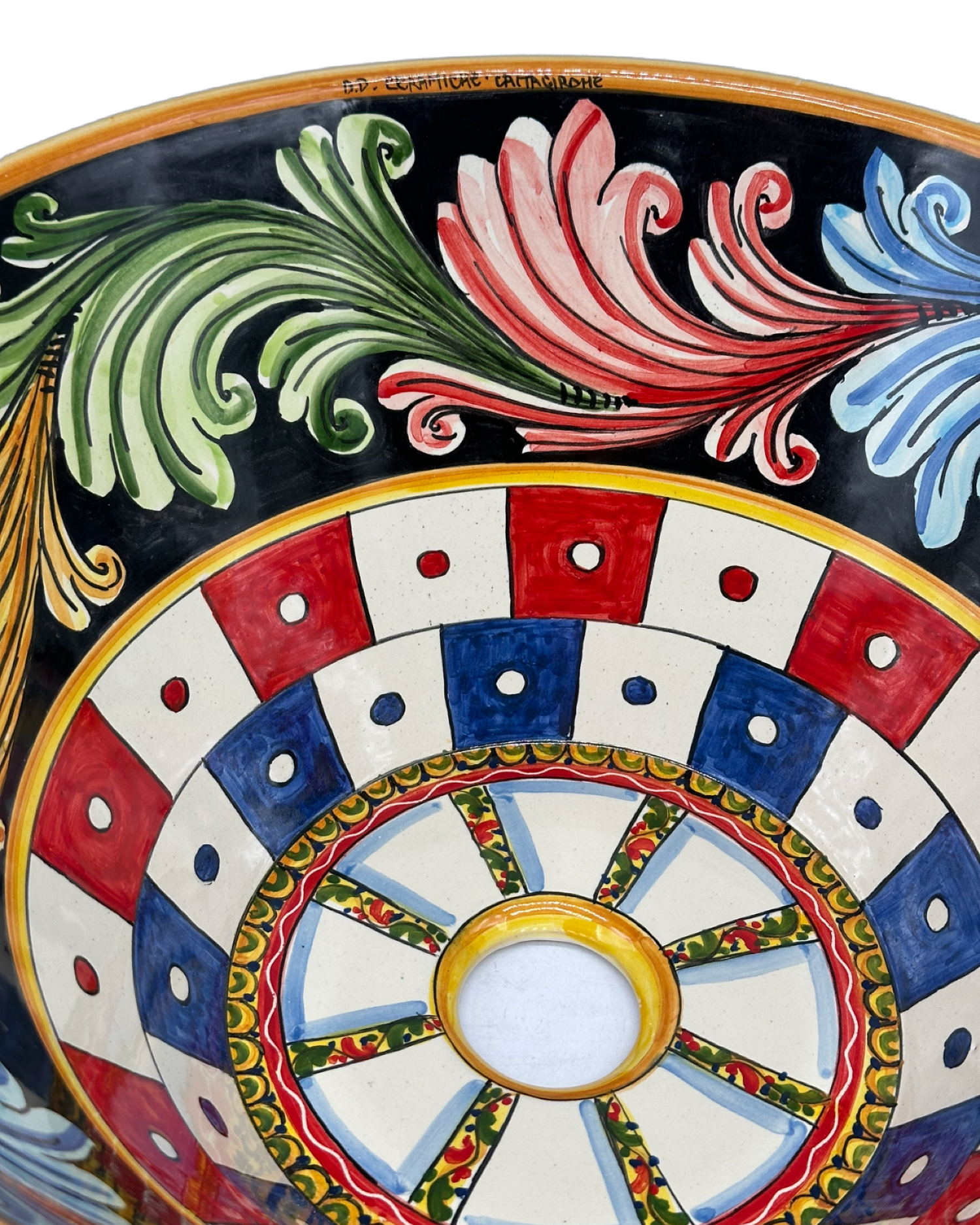 Lavello Ceramica Caltagirone Diametro cm 38 Altezza cm 17 per interno/esterno V.2 - OGGETTISTICA