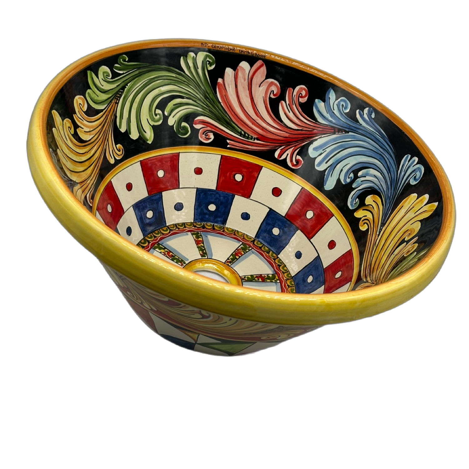 Lavello Ceramica Caltagirone Diametro cm 38 Altezza cm 17 per interno/esterno V.2 - OGGETTISTICA