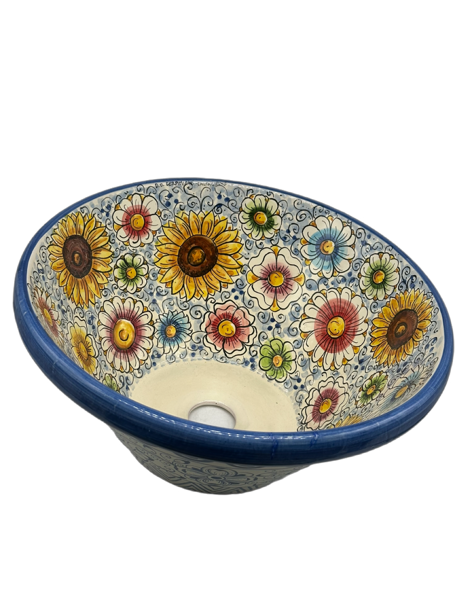 Lavello Ceramica Caltagirone Diametro cm 37 per interno/esterno V.3 - OGGETTISTICA