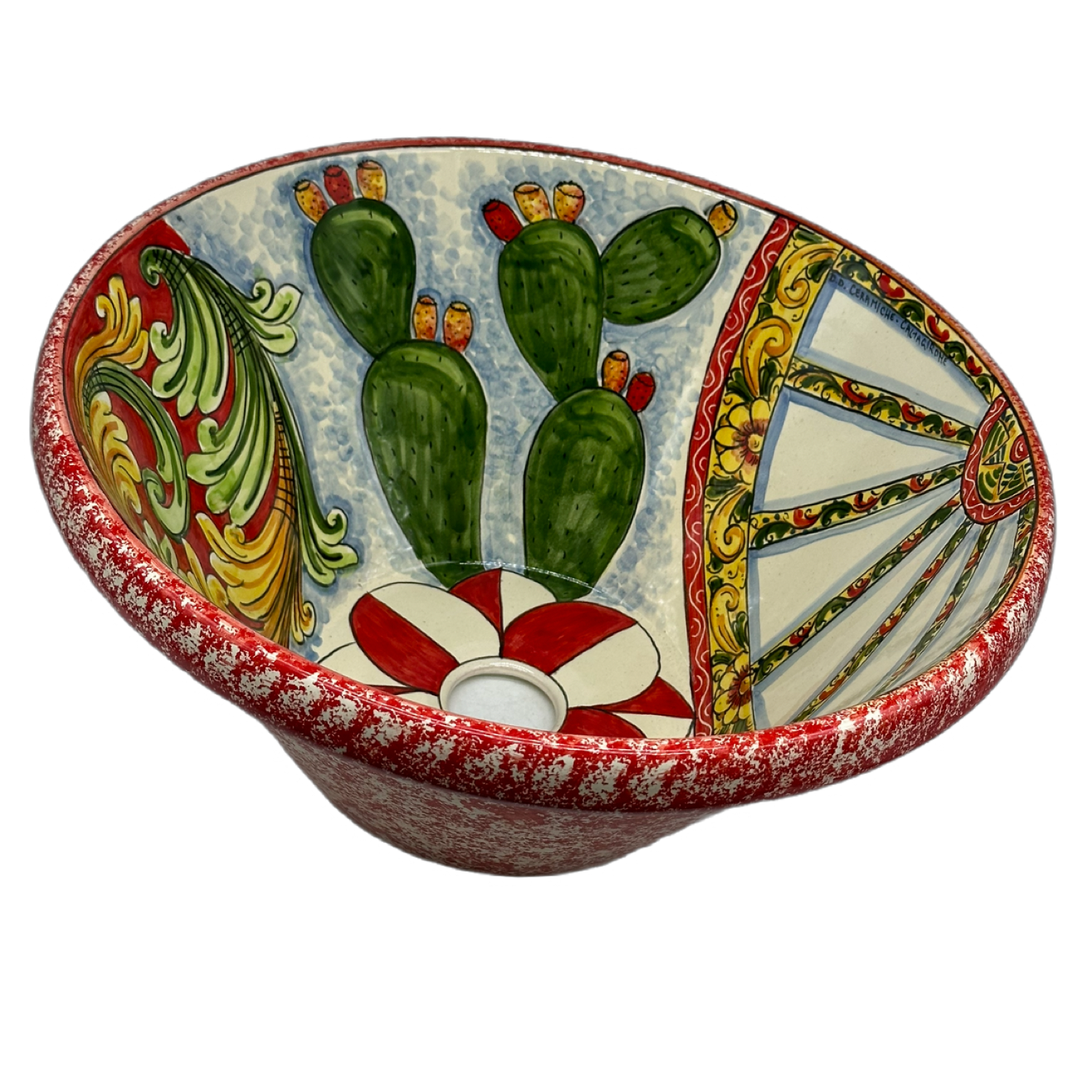 Lavello Ceramica Caltagirone Diametro cm 37 per interno/esterno V.4 - LAVELLI