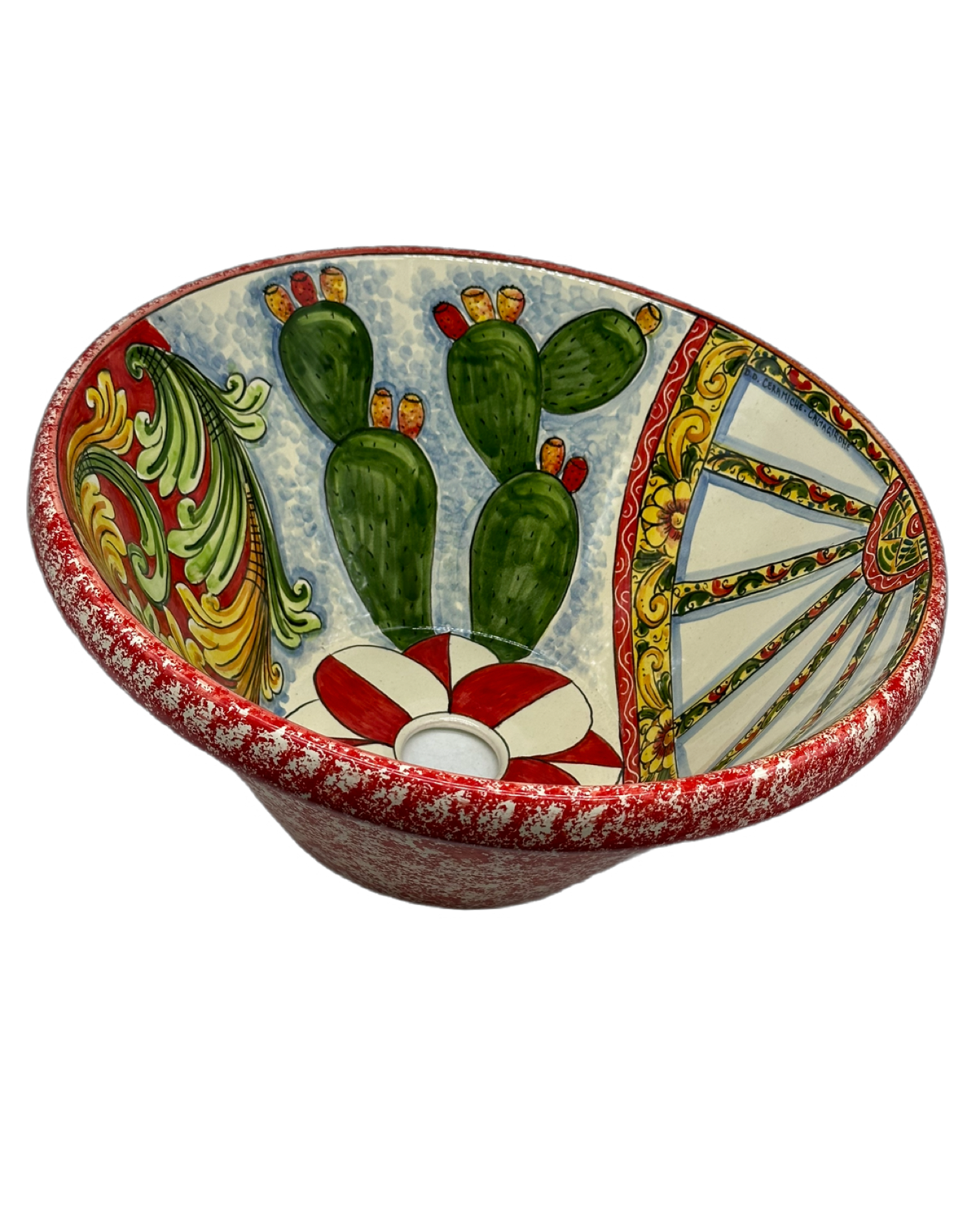 Lavello Ceramica Caltagirone Diametro cm 37 per interno/esterno V.4 - LAVELLI