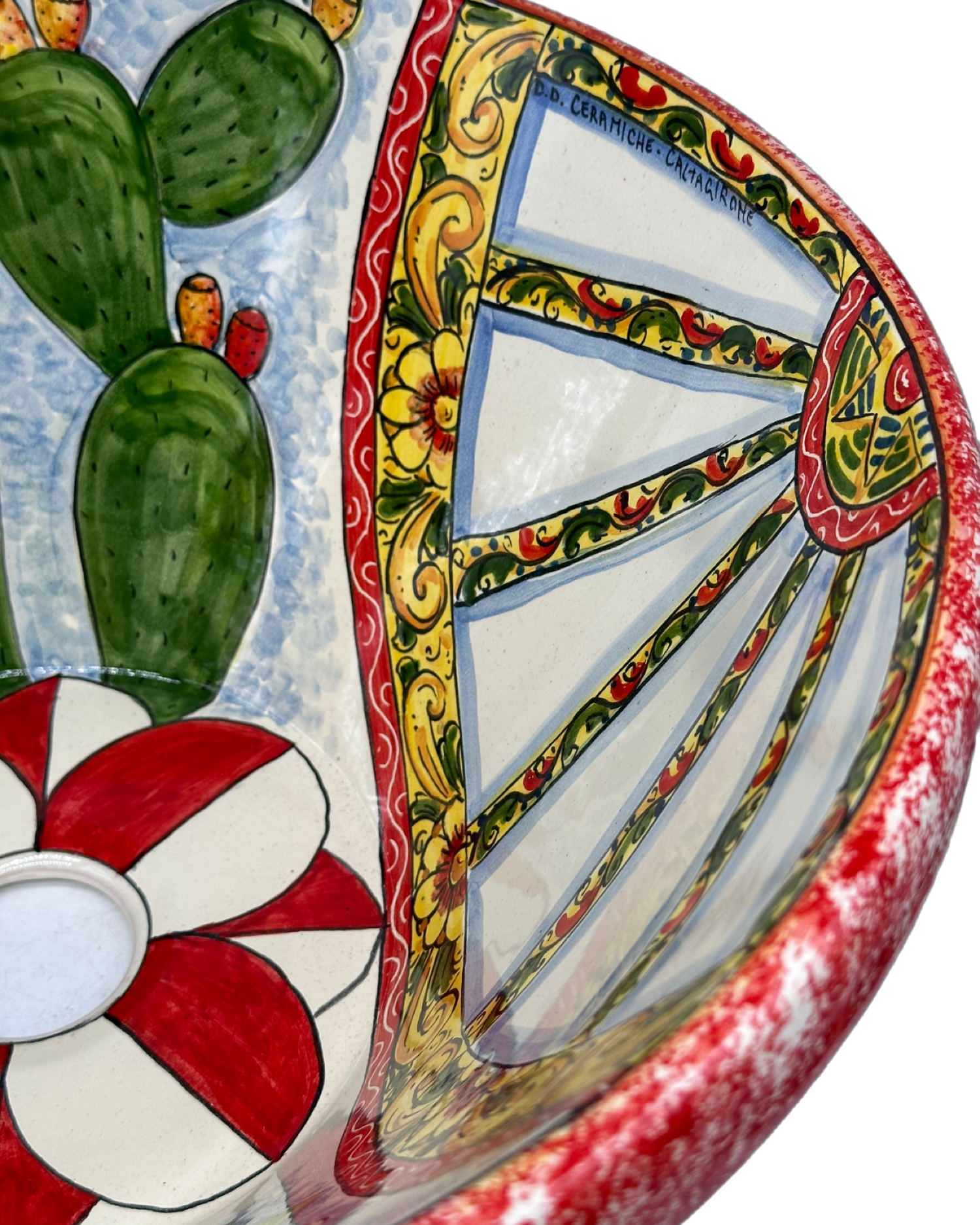 Lavello Ceramica Caltagirone Diametro cm 37 per interno/esterno V.4 - LAVELLI