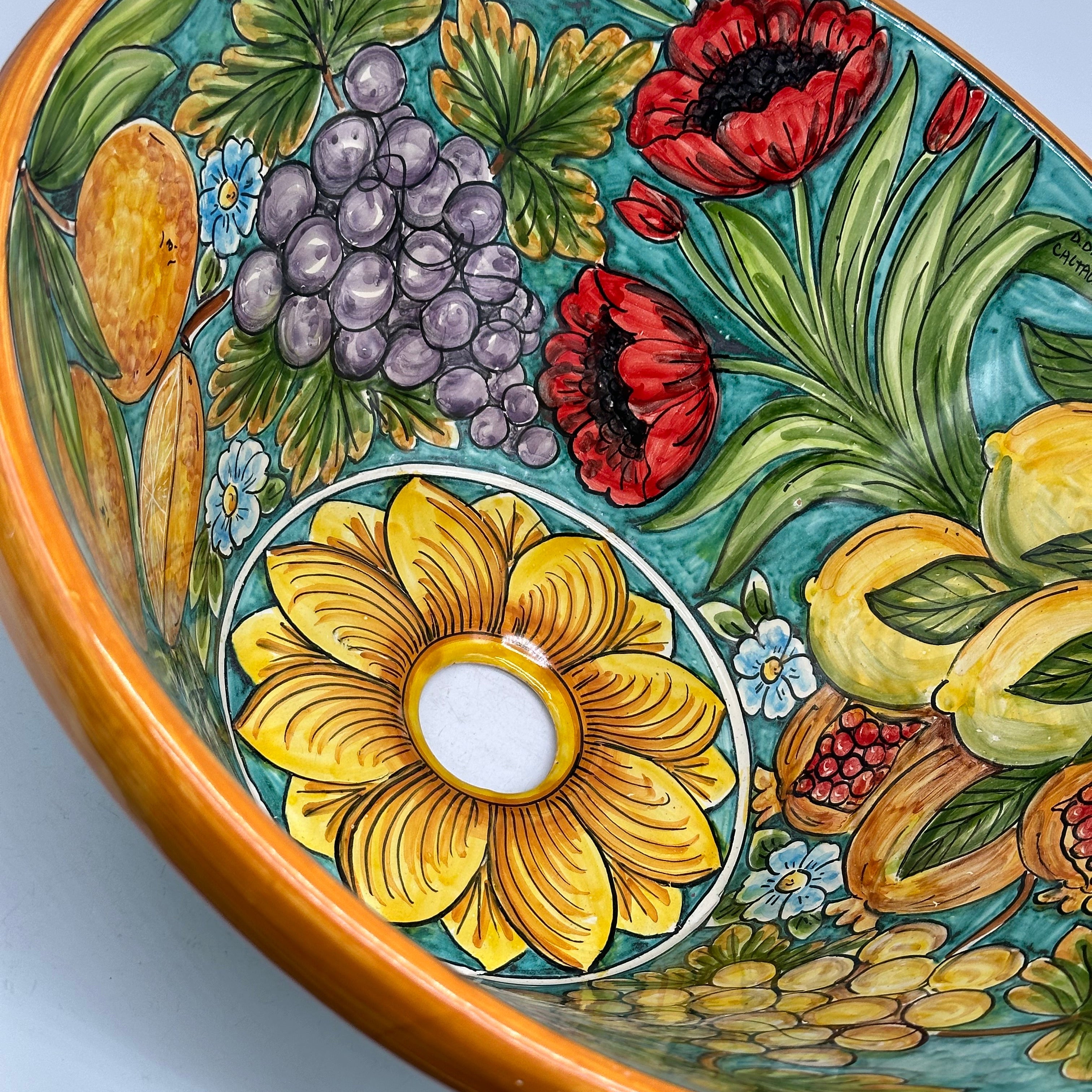 Lavello Ceramica Caltagirone Diametro cm 37 per interno/esterno V.5 - LAVELLI