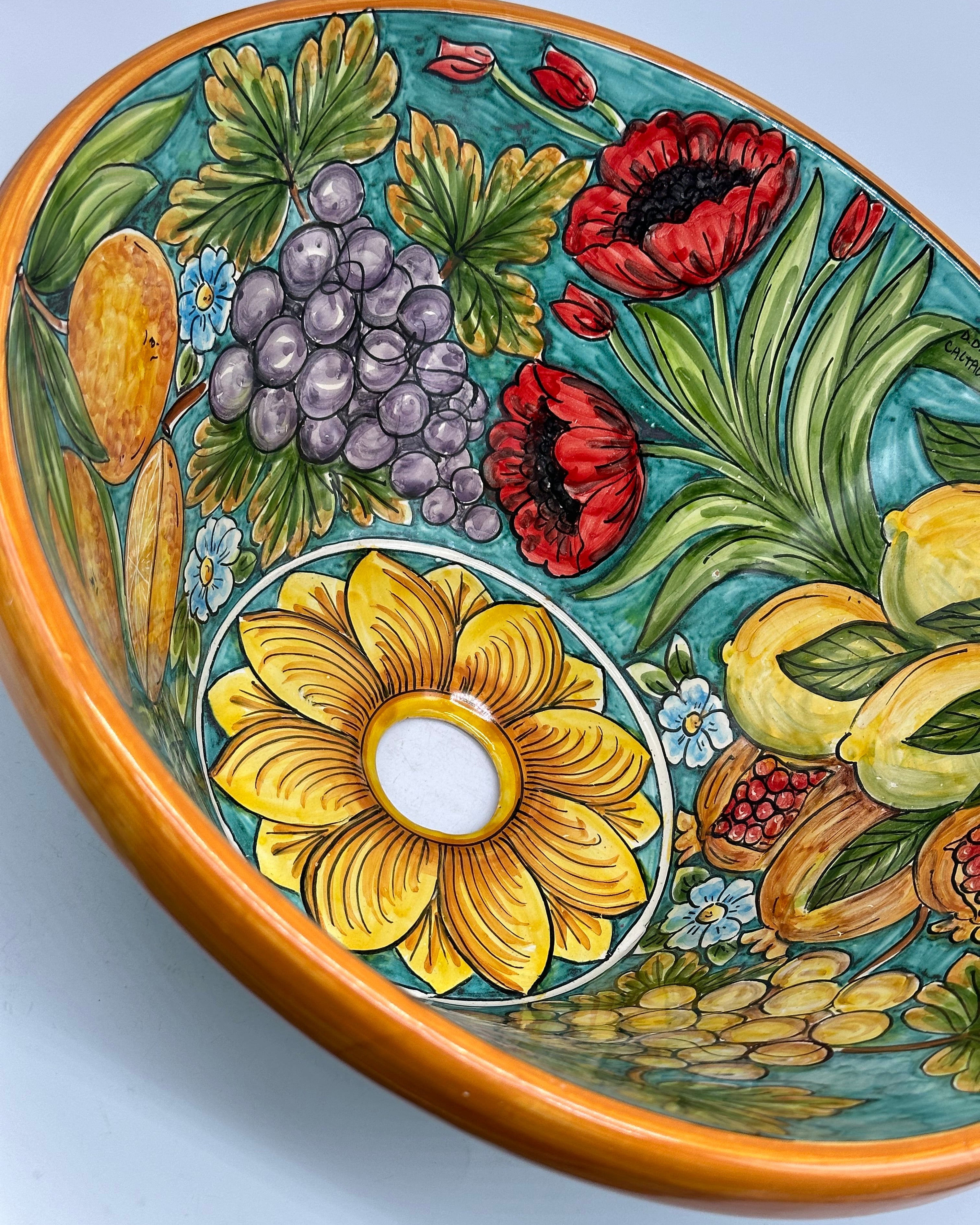 Lavello Ceramica Caltagirone Diametro cm 37 per interno/esterno V.5 - LAVELLI