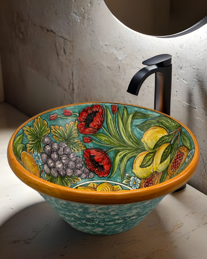 Lavello Ceramica Caltagirone Diametro cm 37 per interno/esterno V.5 - LAVELLI