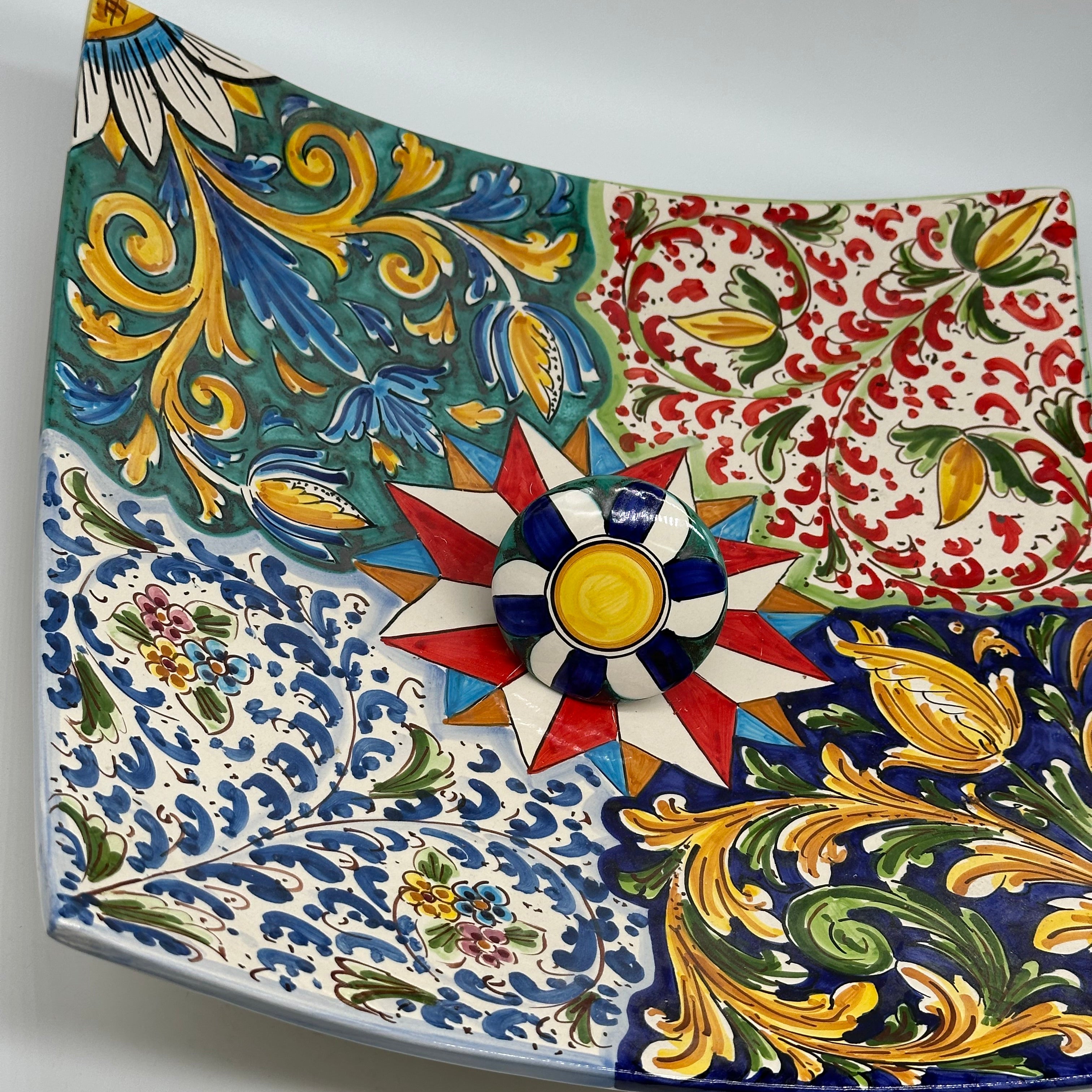 Lavello da Appoggio Ceramica Caltagirone cm 40x40x10 Moderno Artigianale V.2 - LAVELLI