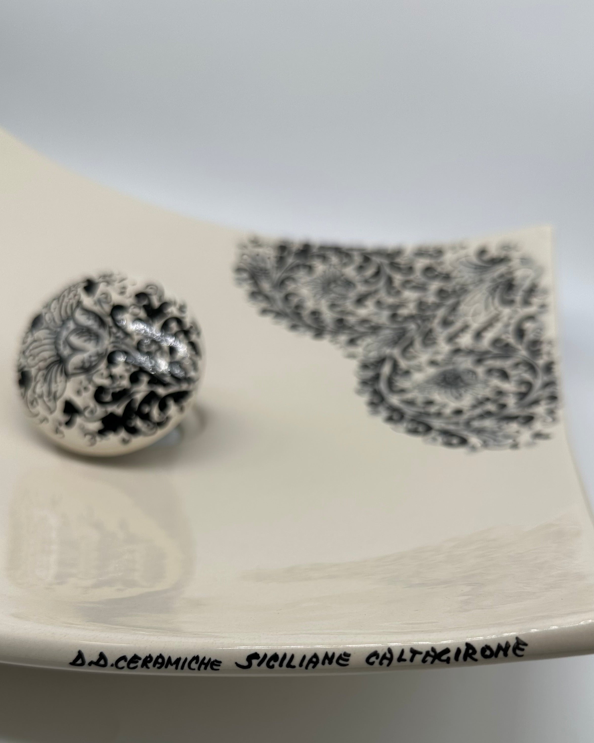 Lavabo da Appoggio Ceramica Caltagirone cm 40x40x10 Moderno Artigianale V.1