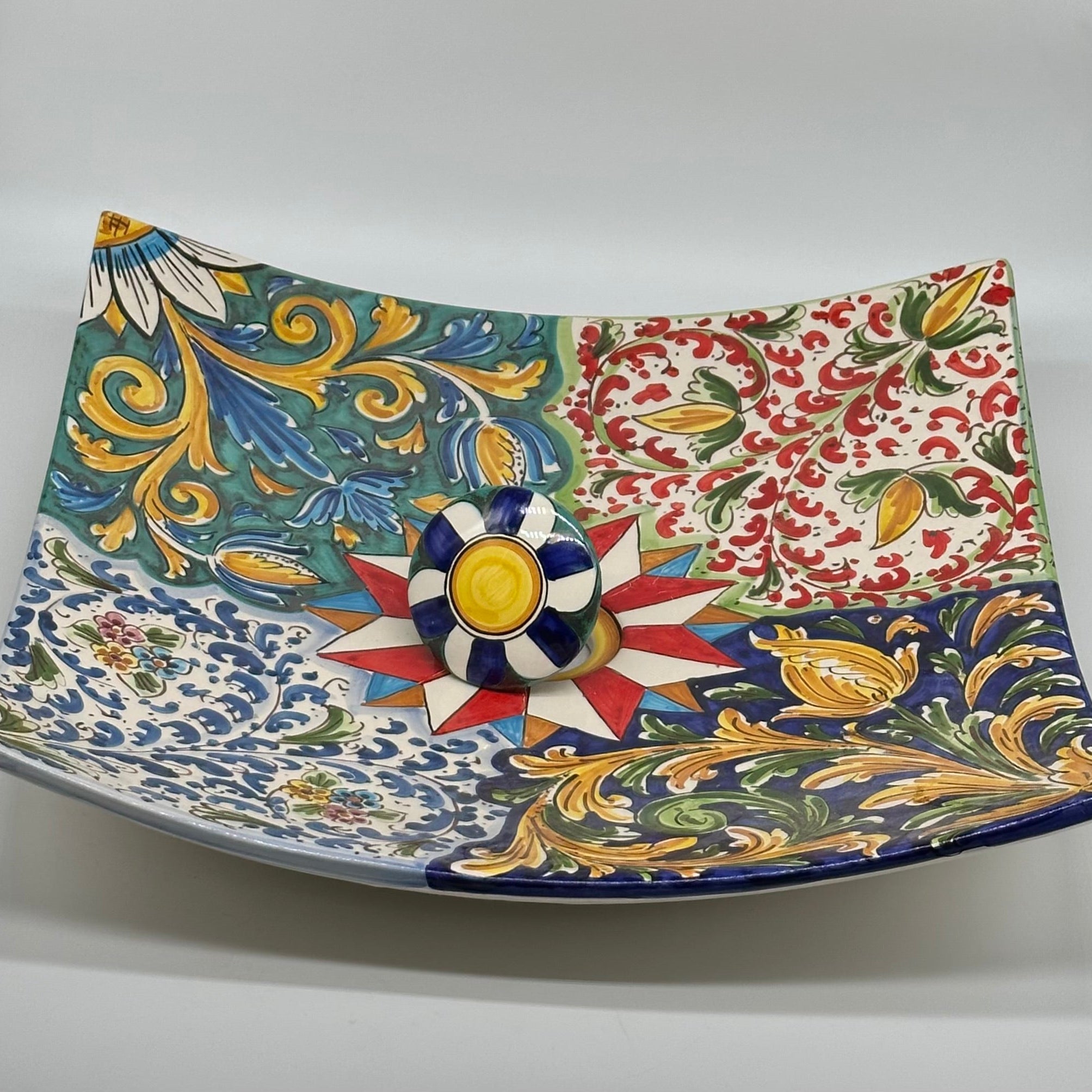Lavello da Appoggio Ceramica Caltagirone cm 40x40x10 Moderno Artigianale V.2 - LAVELLI