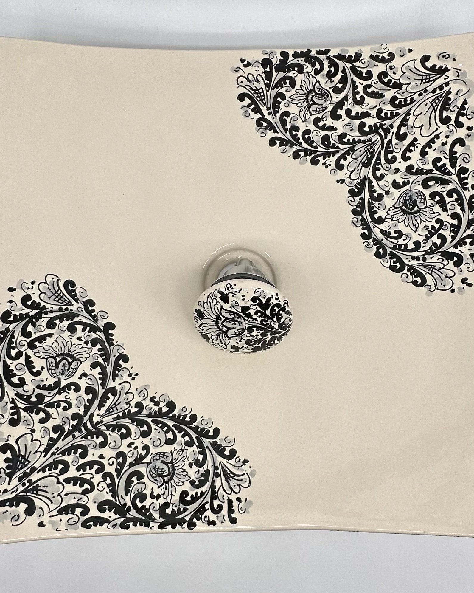 Lavabo da Appoggio Ceramica Caltagirone cm 40x40x10 Moderno Artigianale V.1