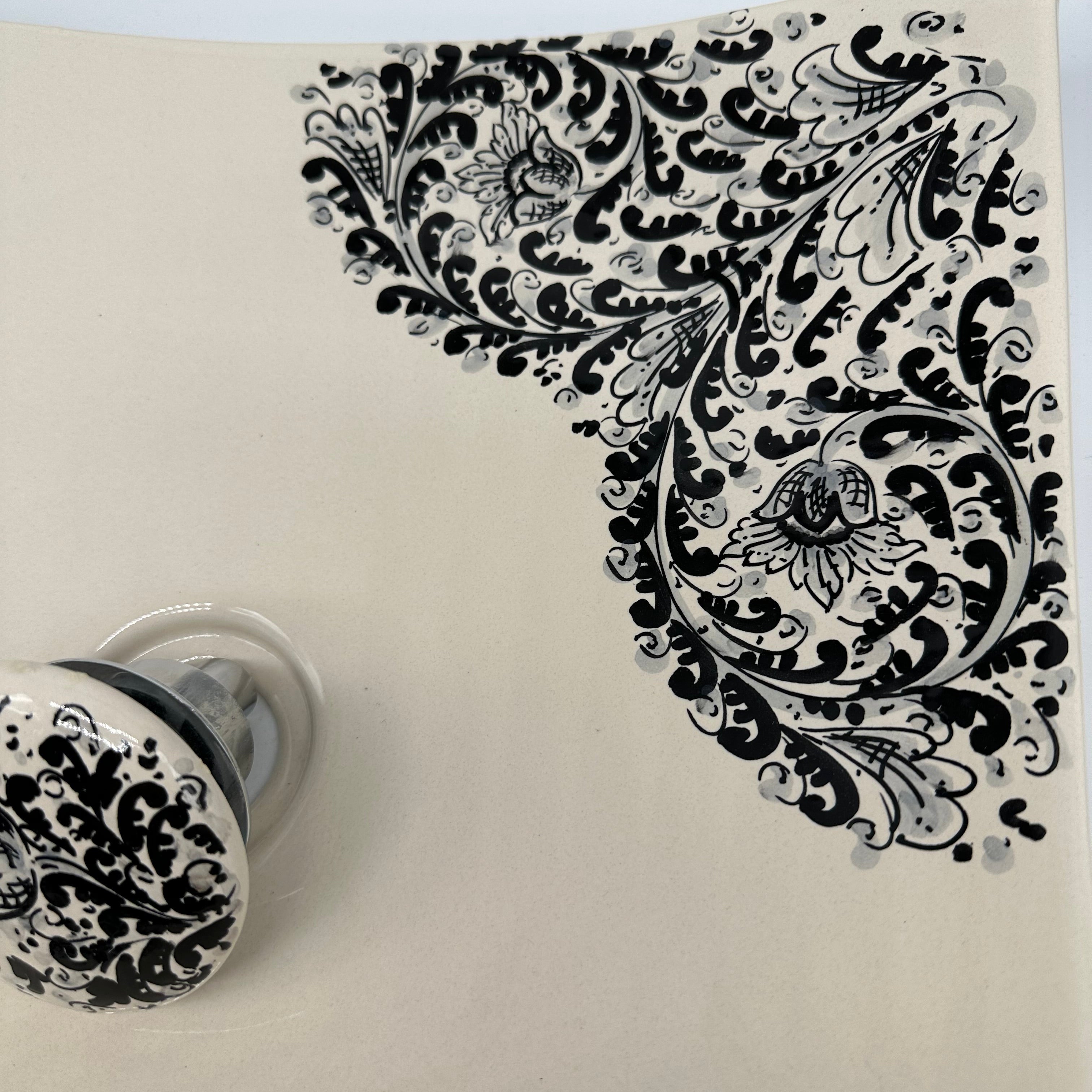 Lavabo da Appoggio Ceramica Caltagirone cm 40x40x10 Moderno Artigianale V.1