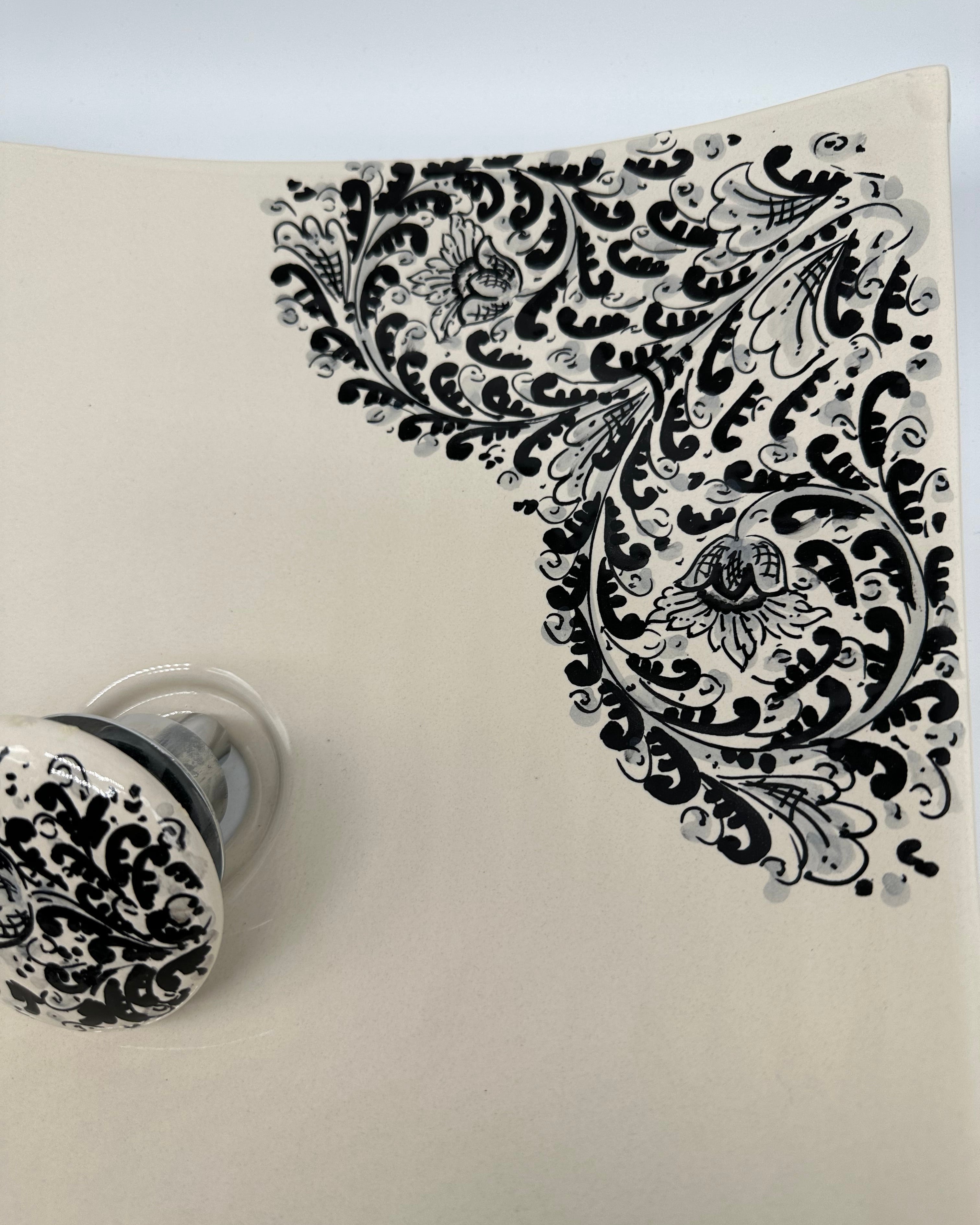 Lavabo da Appoggio Ceramica Caltagirone cm 40x40x10 Moderno Artigianale V.1