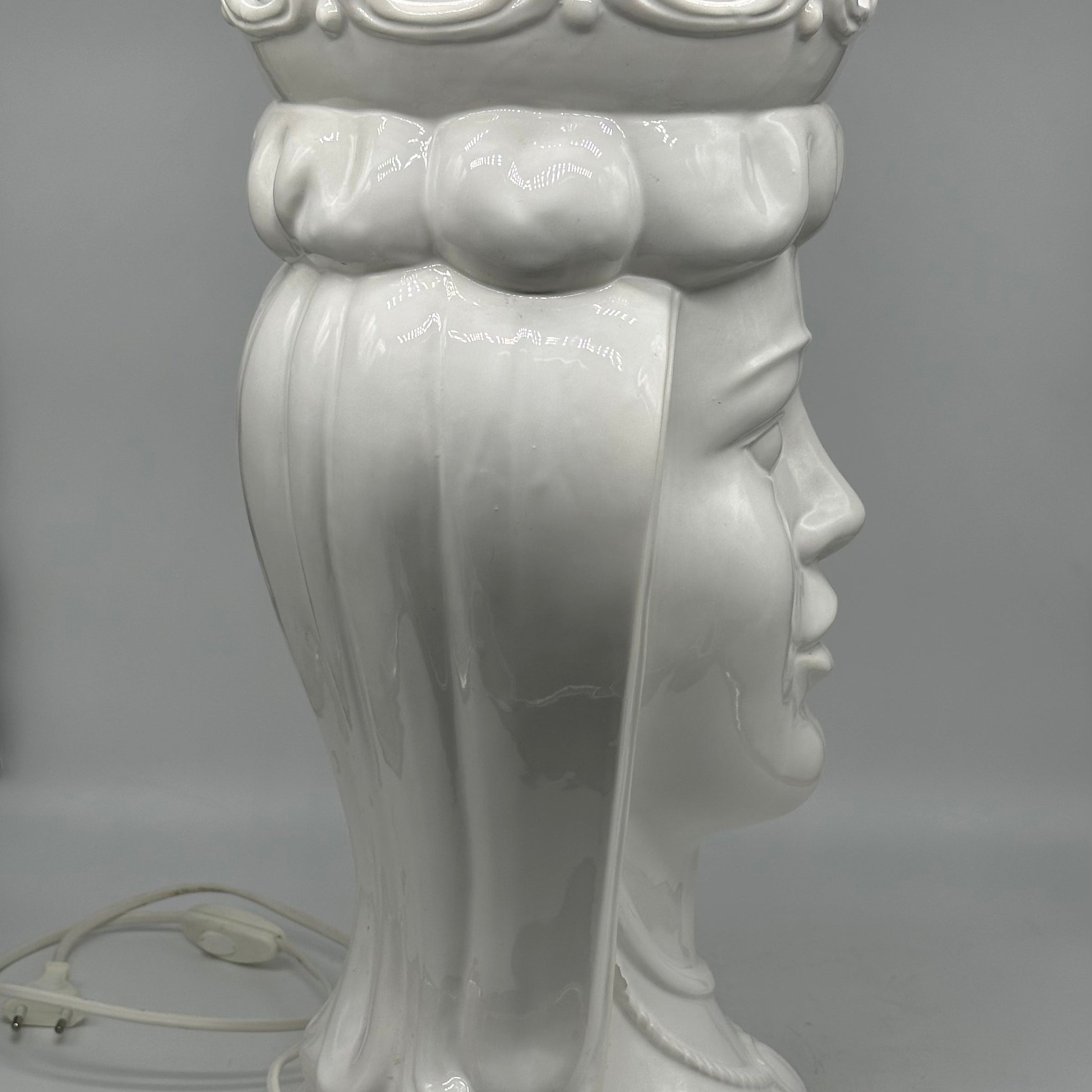 Lumi Teste di Moro Moderne Ceramica Caltagirone cm H.45 Artigianale Bianco - LAMPADE