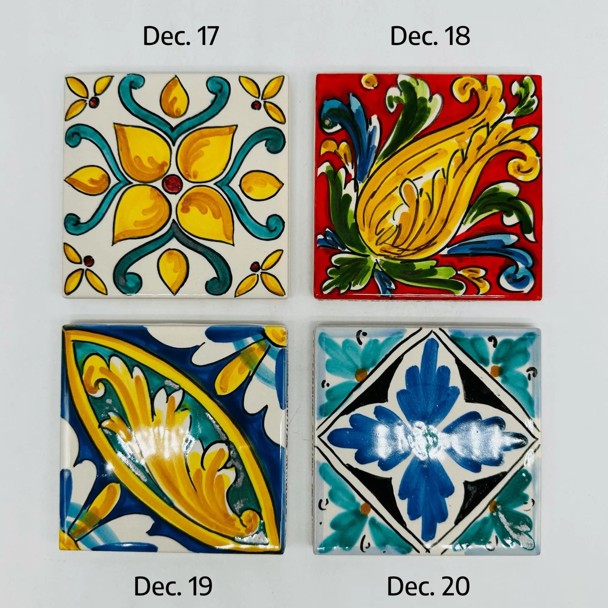 Maioliche Ceramica Caltagirone cm 10x10 Piastrelle Mattonelle decorate a mano - PIASTRELLE
