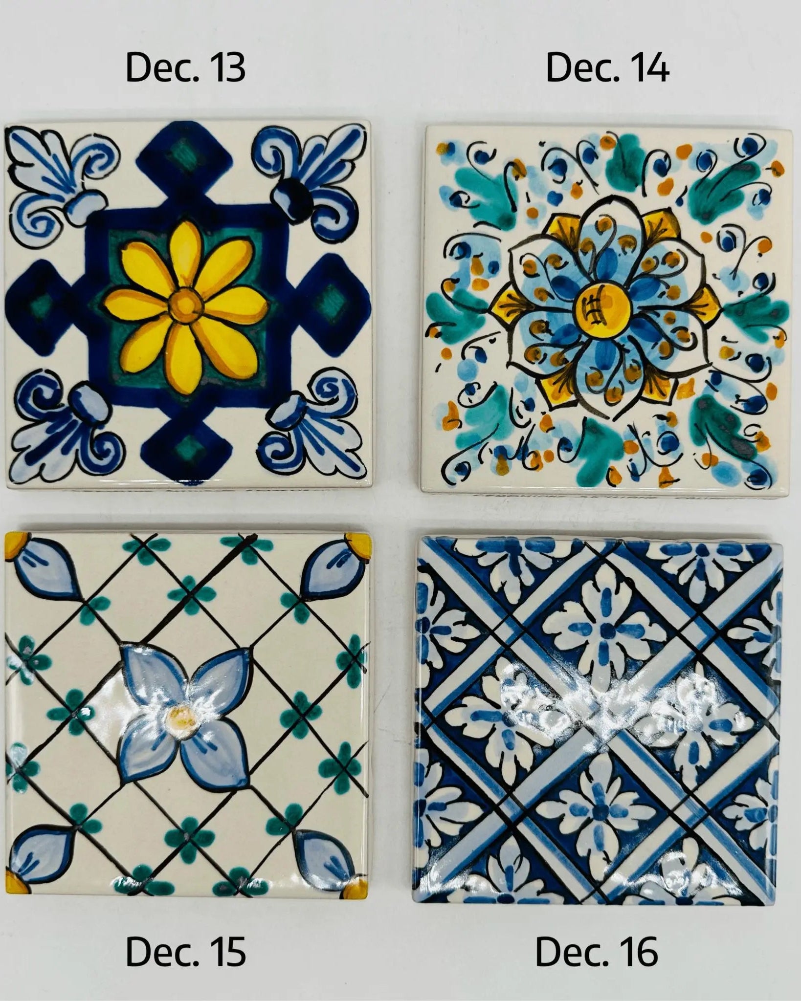 Maioliche Ceramica Caltagirone cm 10x10 Piastrelle Mattonelle decorate a mano - PIASTRELLE