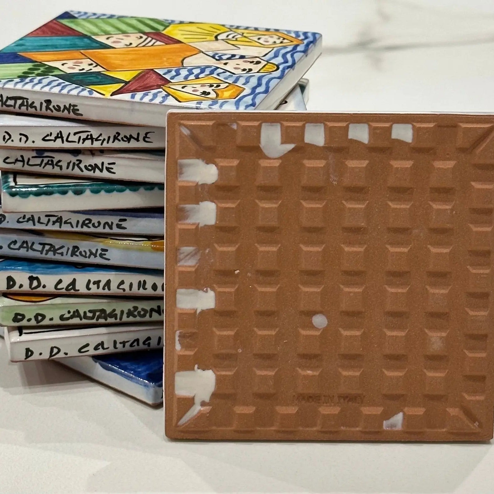 Maioliche Ceramica Caltagirone cm 10x10 Piastrelle Mattonelle decorate a mano - PIASTRELLE