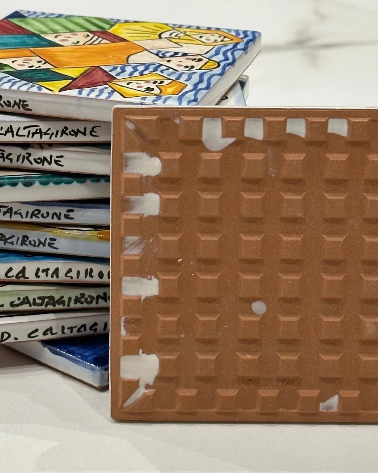 Maioliche Ceramica Caltagirone cm 10x10 Piastrelle Mattonelle decorate a mano - PIASTRELLE