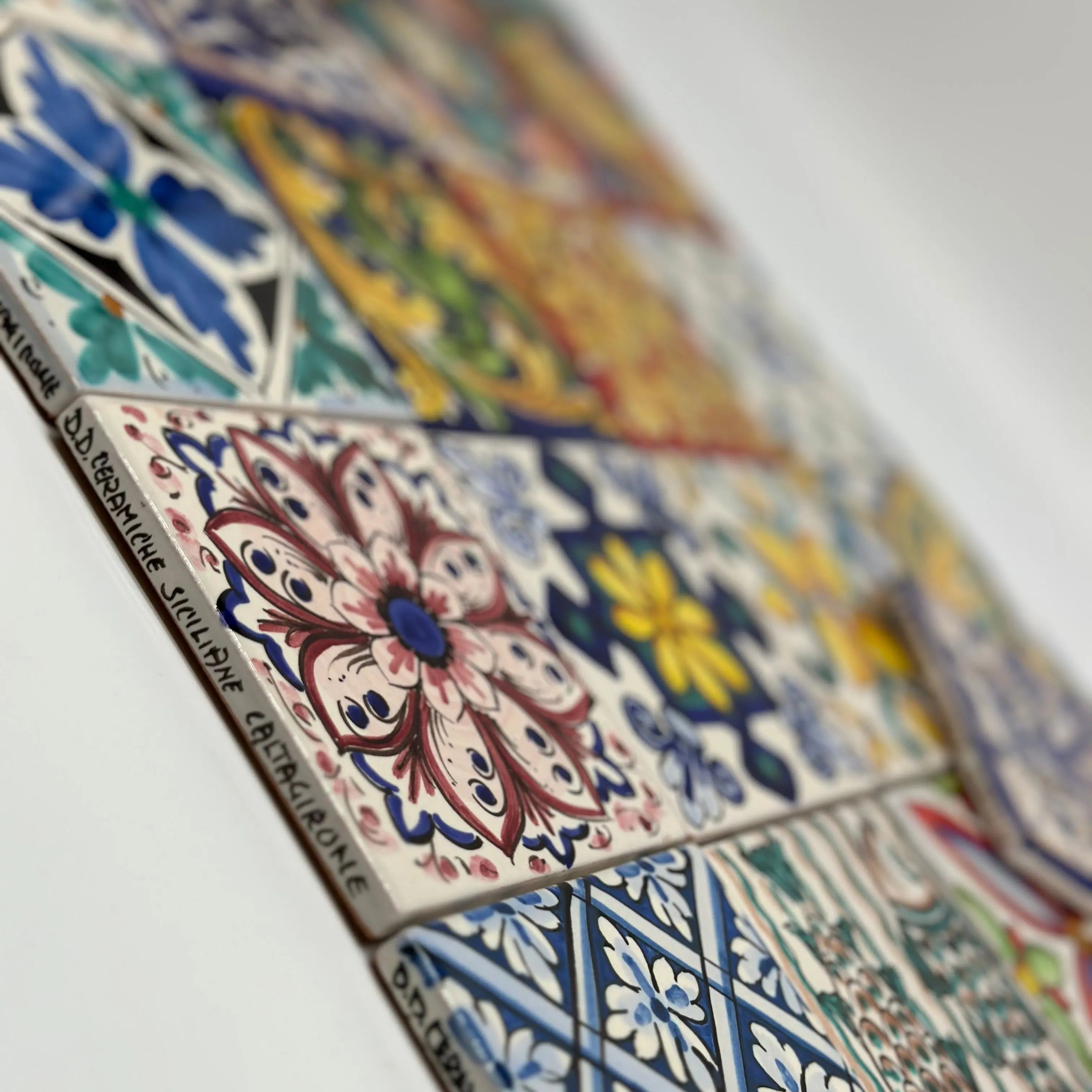 Maioliche Ceramica Caltagirone cm 10x10 Piastrelle Mattonelle decorate a mano DD CERAMICHE SICILIANE