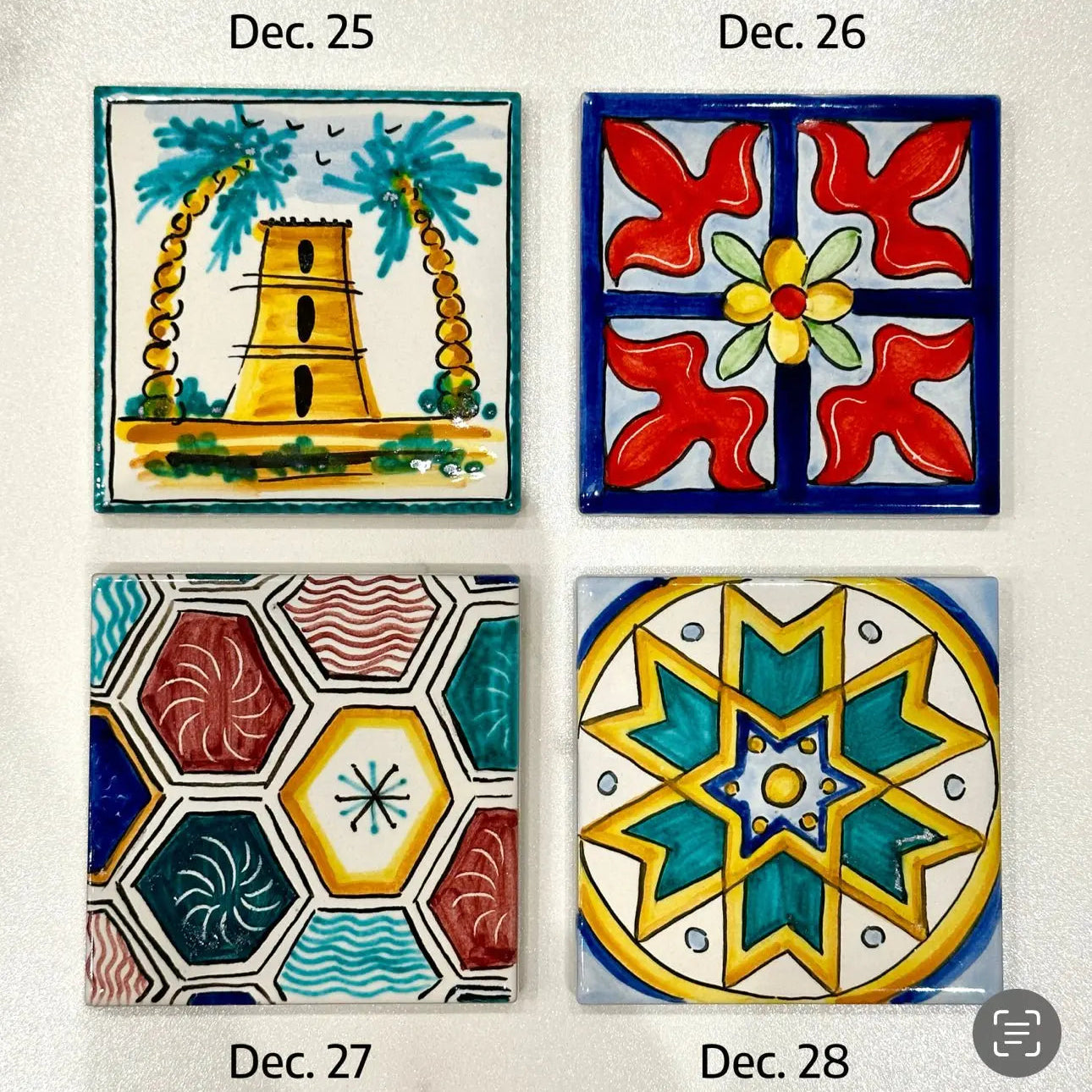 Maioliche Ceramica Caltagirone cm 10x10 Piastrelle Mattonelle decorate a mano - PIASTRELLE