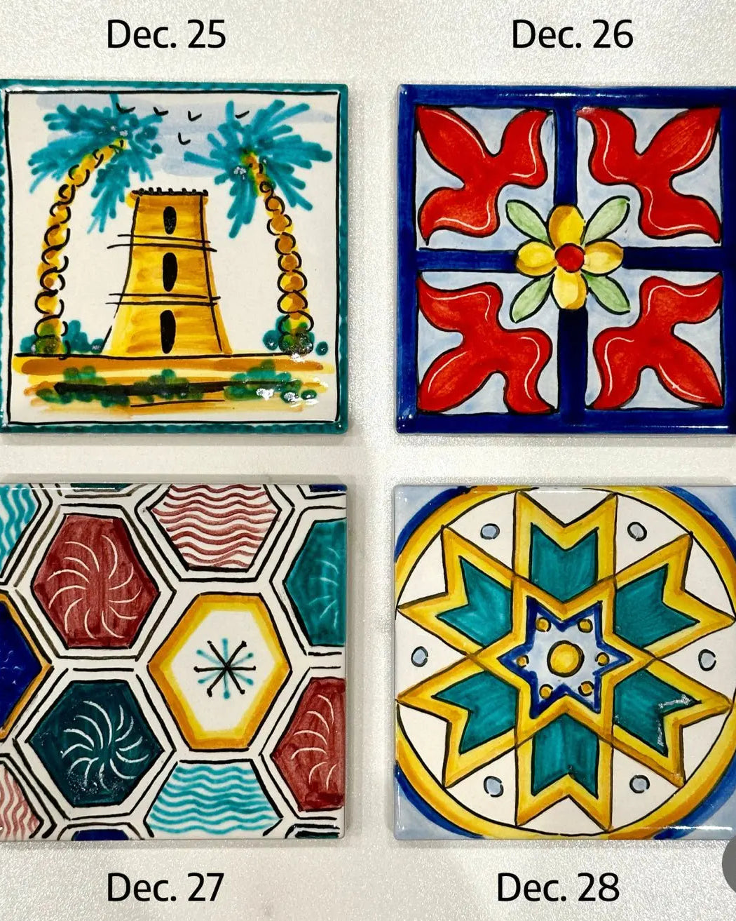 Maioliche Ceramica Caltagirone cm 10x10 Piastrelle Mattonelle decorate a mano - PIASTRELLE