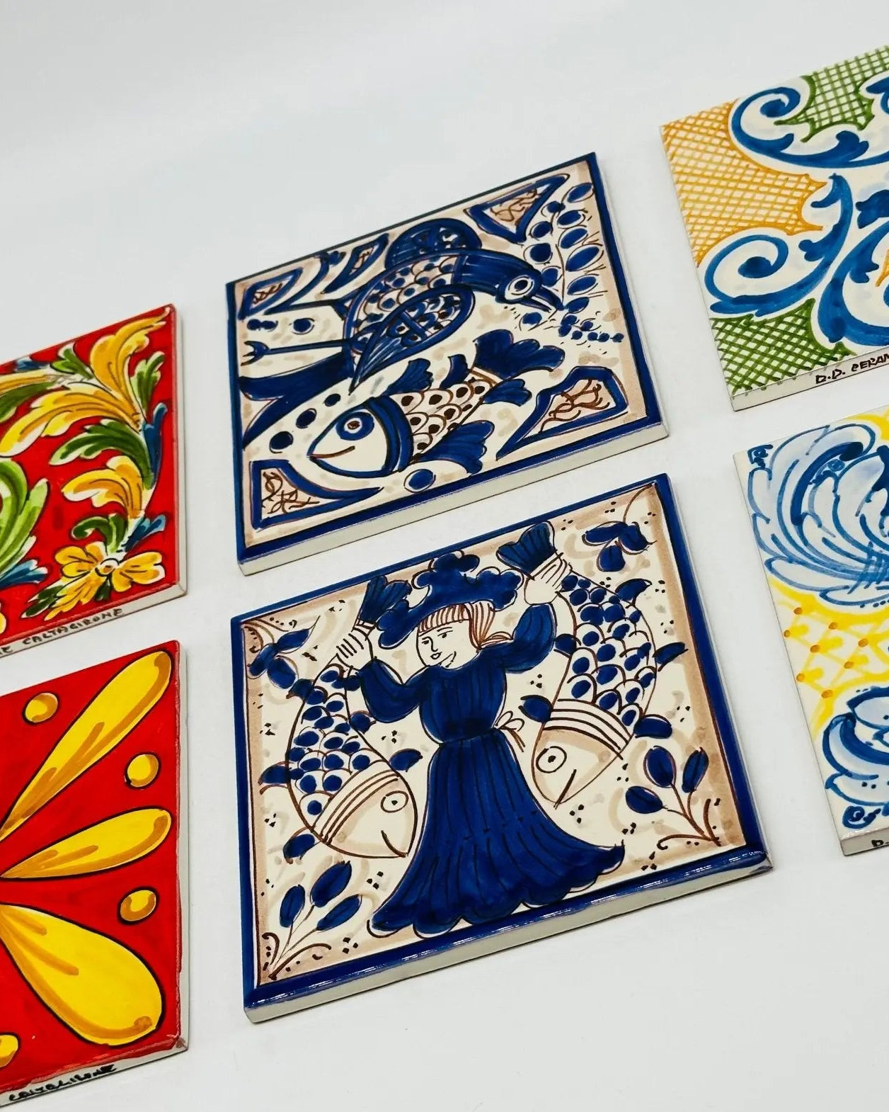 Maioliche Ceramica Caltagirone cm 15x15 Piastrelle Mattonelle decorate a mano - PIASTRELLE