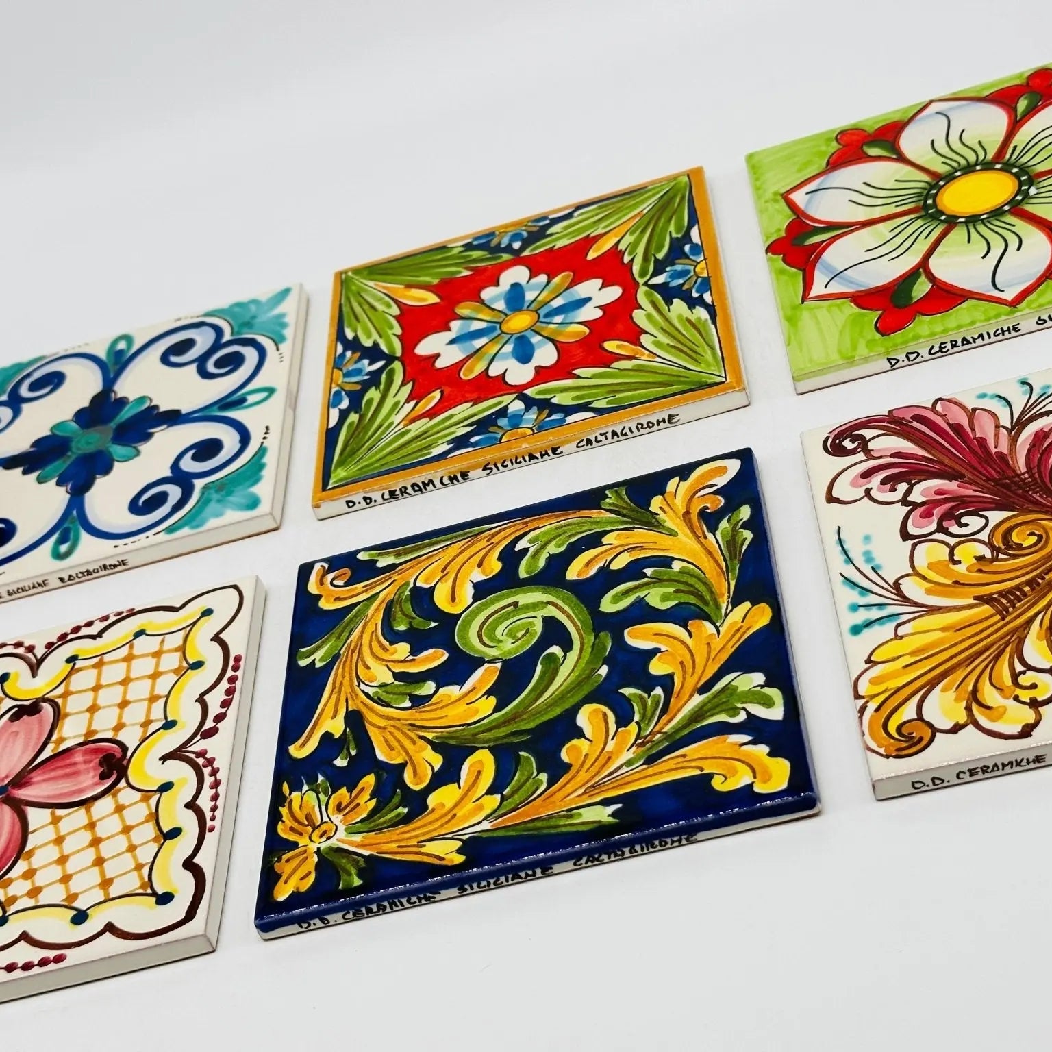 Maioliche Ceramica Caltagirone cm 15x15 Piastrelle Mattonelle decorate a mano - PIASTRELLE