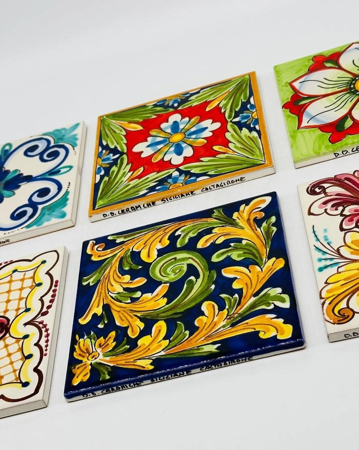 Maioliche Ceramica Caltagirone cm 15x15 Piastrelle Mattonelle decorate a mano - PIASTRELLE