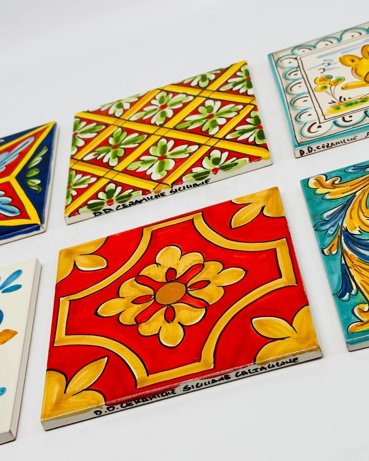 Maioliche Ceramica Caltagirone cm 15x15 Piastrelle Mattonelle decorate a mano - PIASTRELLE