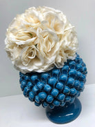 Portavaso Mezza Pigna Ceramica Caltagirone cm H.20 L.20 Artigianale Blu Cristallo DD CERAMICHE SICILIANE