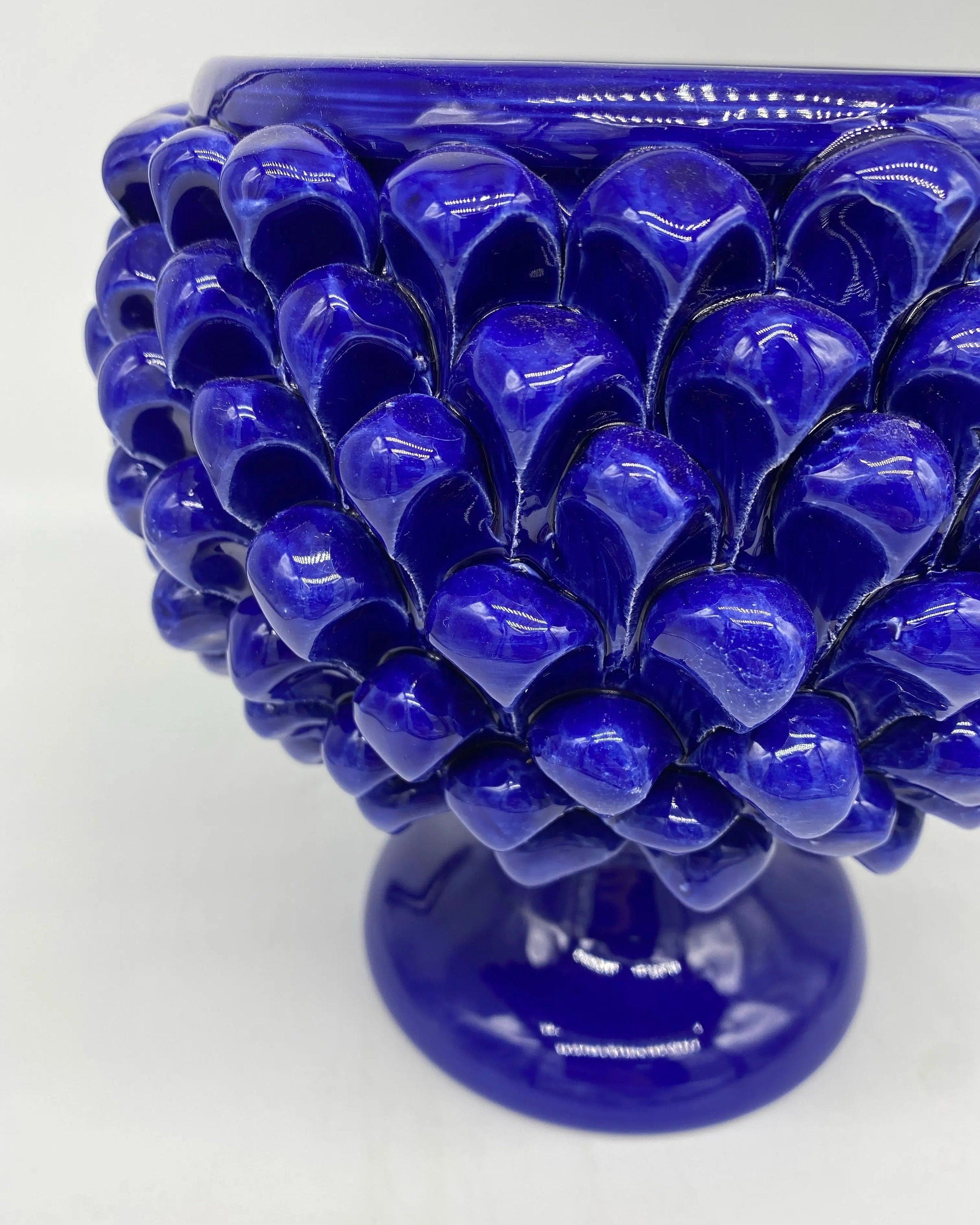 Portavaso Mezza Pigna Ceramica Caltagirone cm H.20 L.20 Artigianale Blu DD CERAMICHE SICILIANE