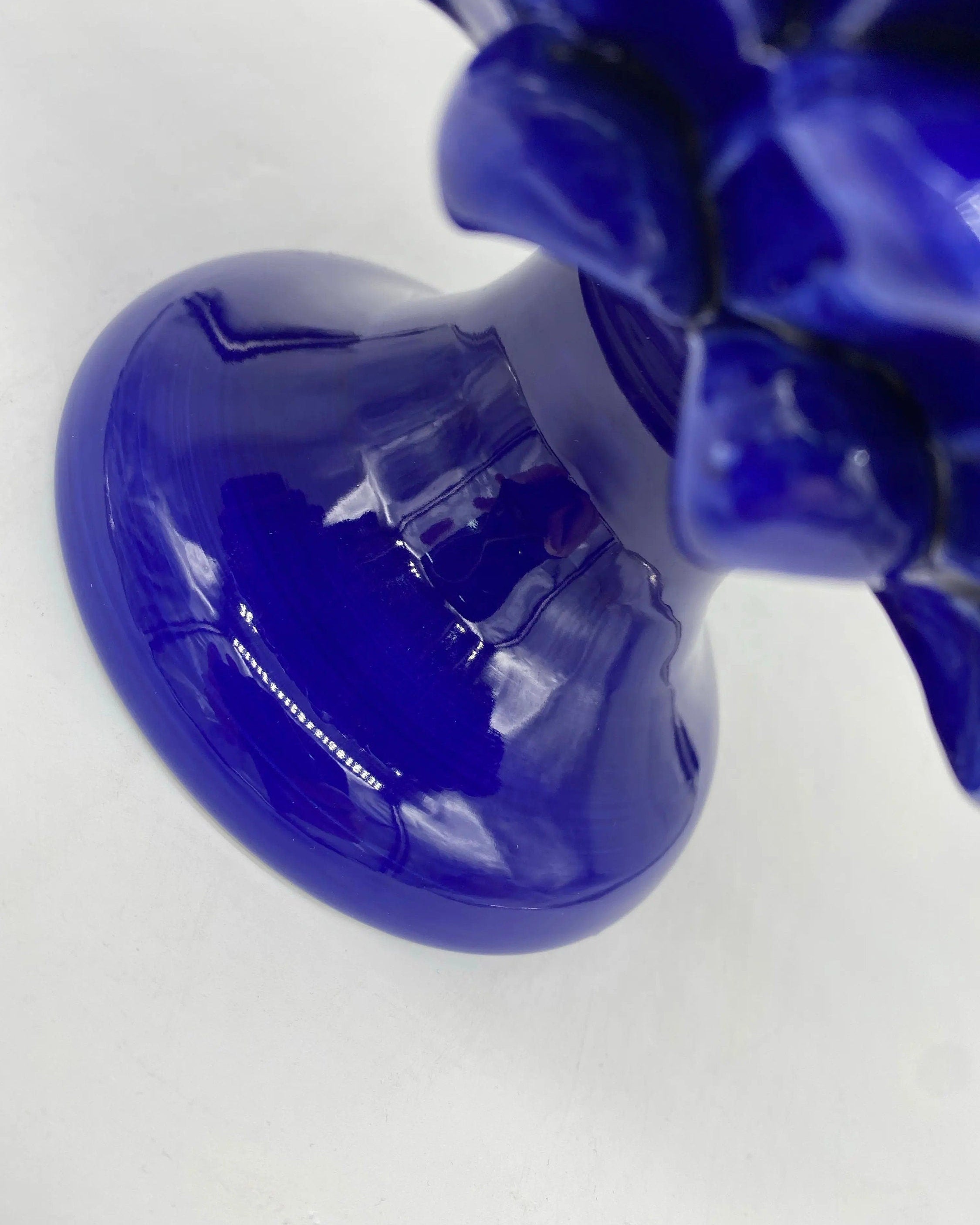 Portavaso Mezza Pigna Ceramica Caltagirone cm H.20 L.20 Artigianale Blu DD CERAMICHE SICILIANE