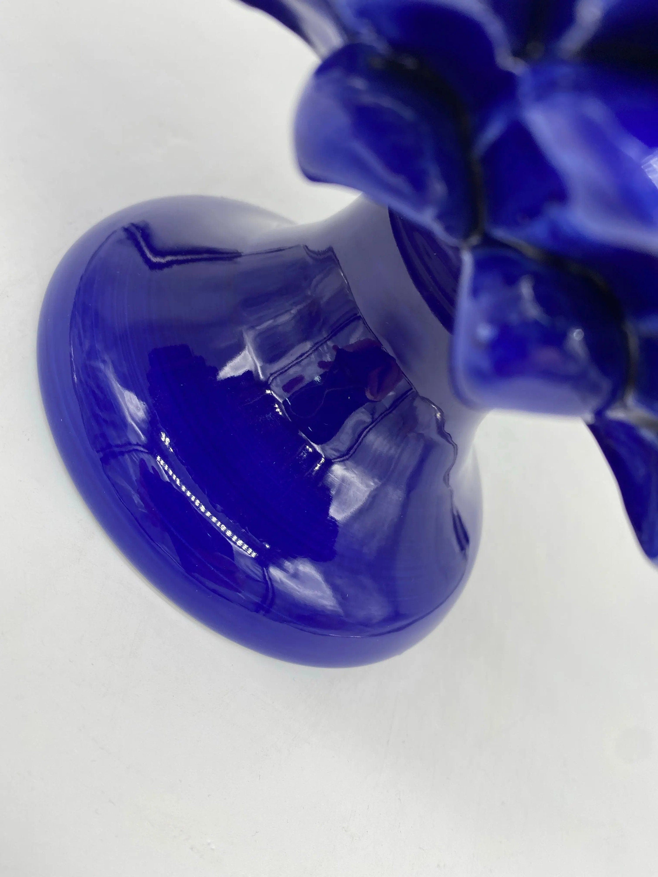 Portavaso Mezza Pigna Ceramica Caltagirone cm H.20 L.20 Artigianale Blu DD CERAMICHE SICILIANE