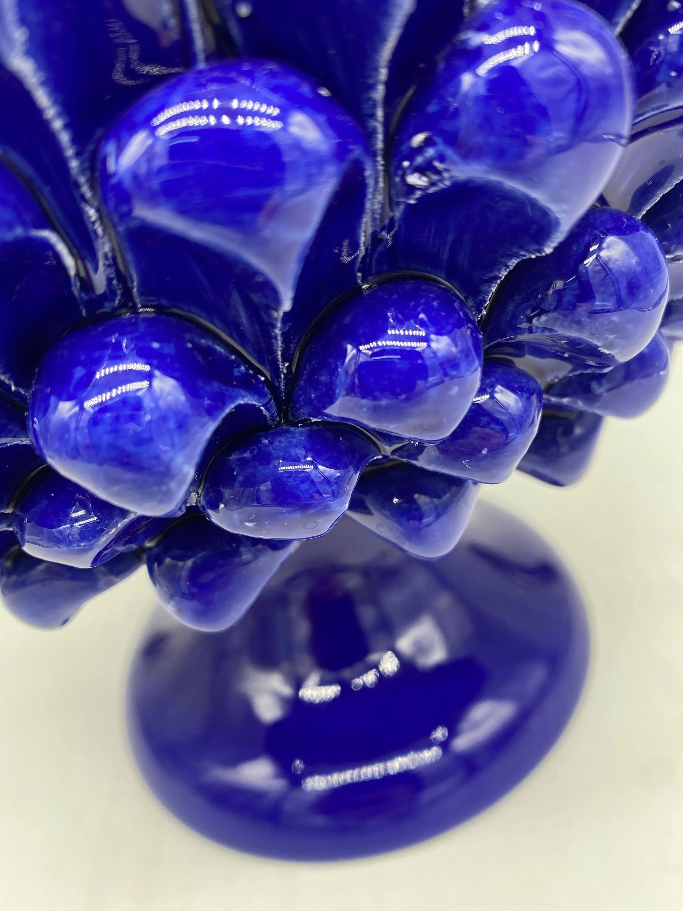 Portavaso Mezza Pigna Ceramica Caltagirone cm H.20 L.20 Artigianale Blu DD CERAMICHE SICILIANE