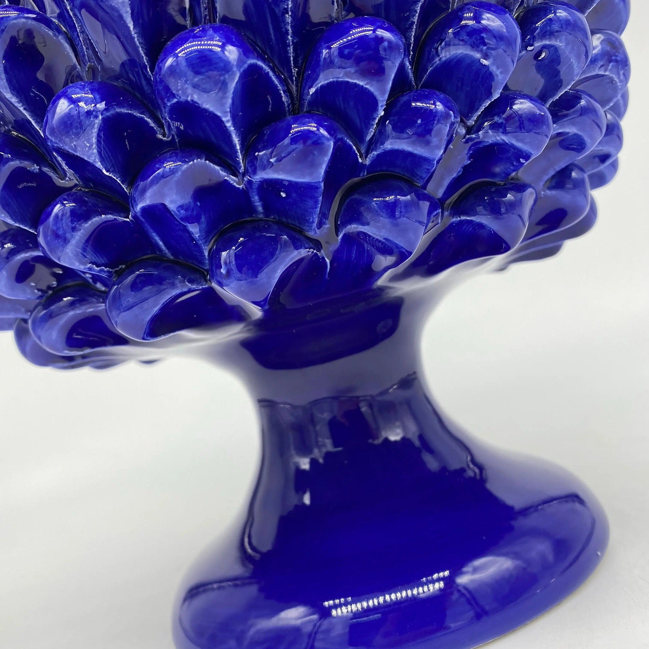 Portavaso Mezza Pigna Ceramica Caltagirone cm H.20 L.20 Artigianale Blu DD CERAMICHE SICILIANE