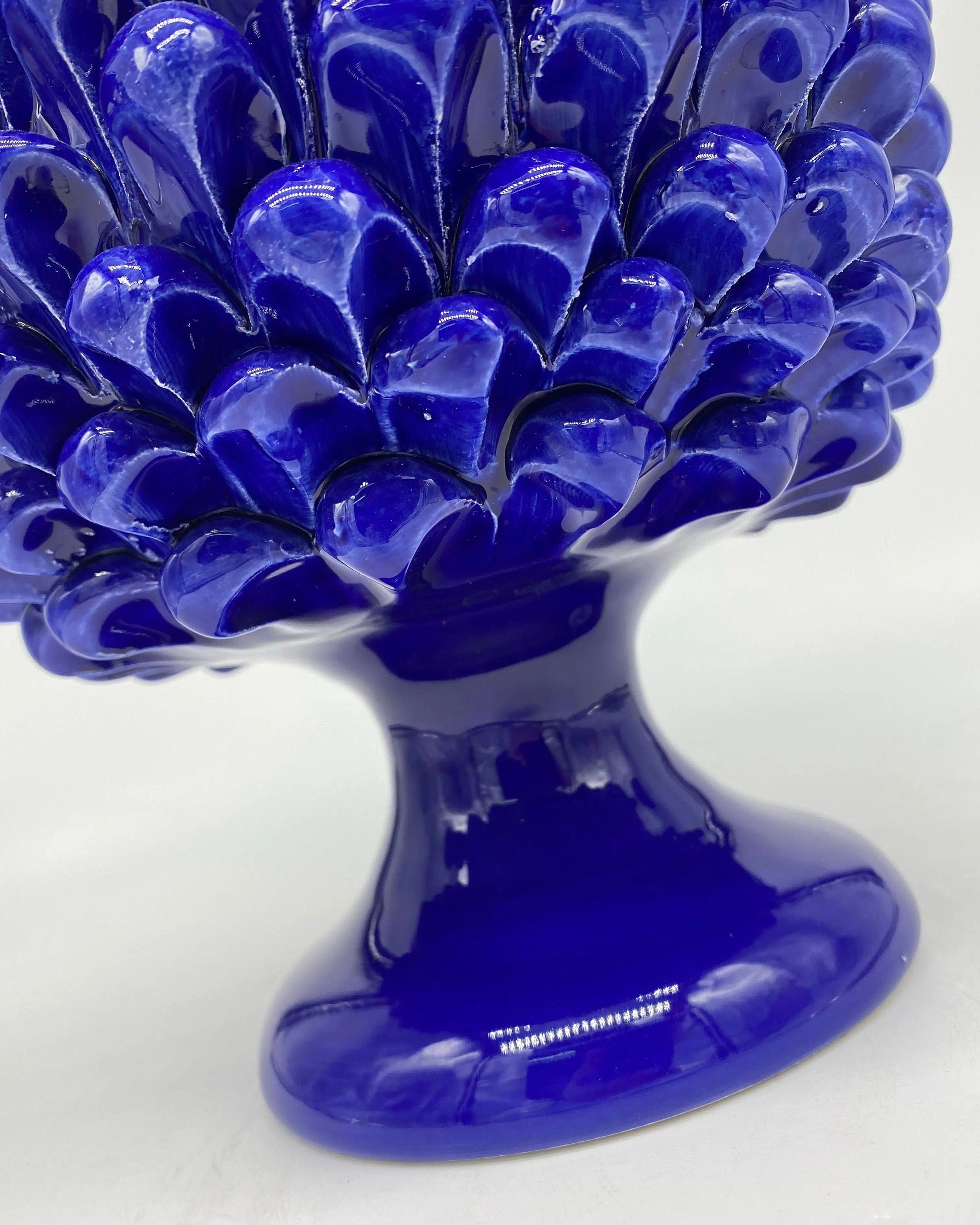 Portavaso Mezza Pigna Ceramica Caltagirone cm H.20 L.20 Artigianale Blu DD CERAMICHE SICILIANE