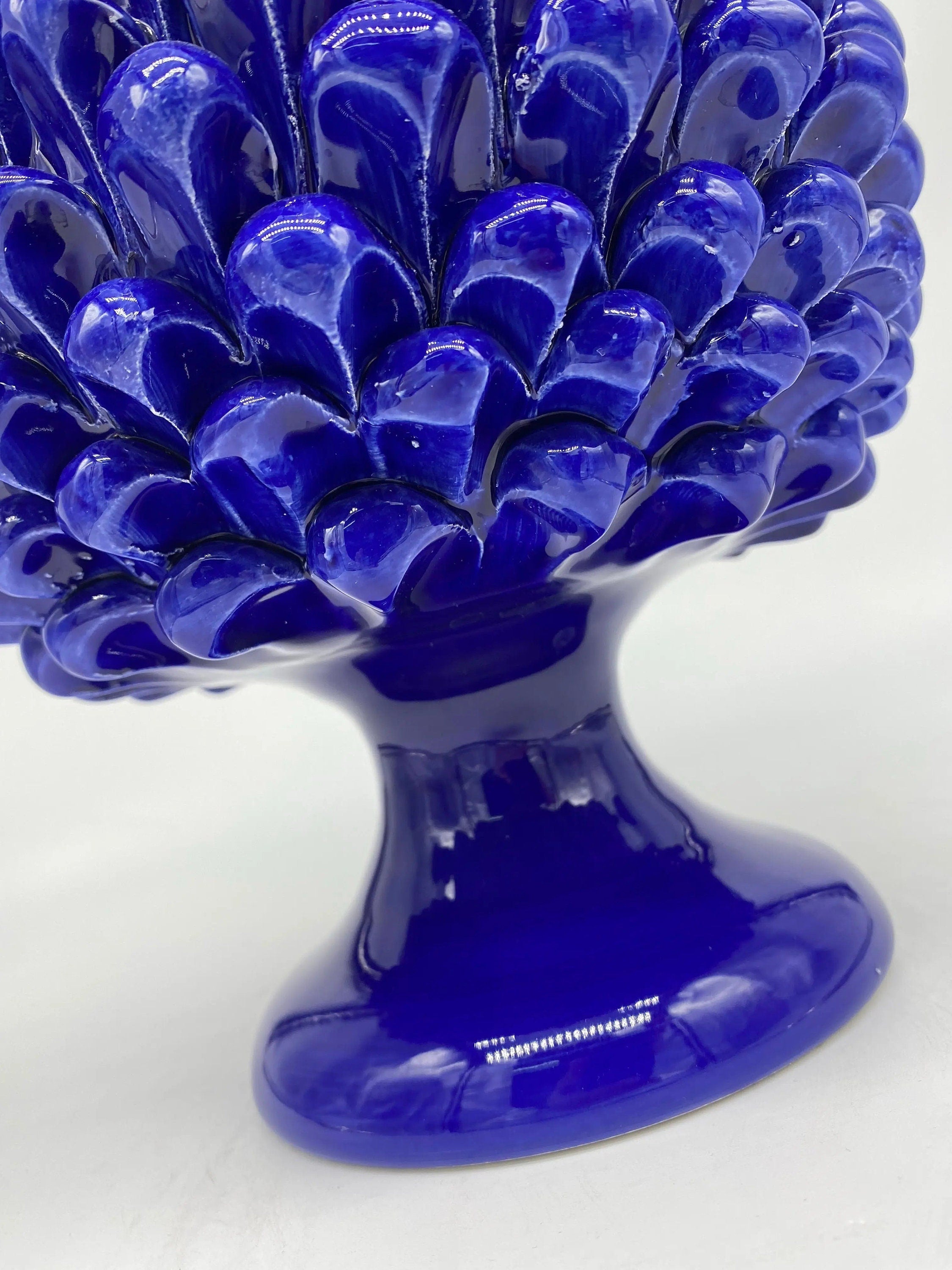 Portavaso Mezza Pigna Ceramica Caltagirone cm H.20 L.20 Artigianale Blu DD CERAMICHE SICILIANE