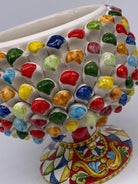 Portavaso Mezza Pigna Ceramica Caltagirone cm H.20 L.20 Artigianale “Carretto” DD CERAMICHE SICILIANE