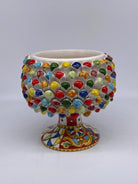 Portavaso Mezza Pigna Ceramica Caltagirone cm H.20 L.20 Artigianale “Carretto” DD CERAMICHE SICILIANE