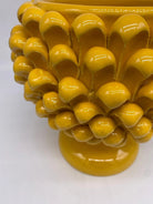 Portavaso Mezza Pigna Ceramica Caltagirone cm H.20 L.20 Artigianale Giallo DD CERAMICHE SICILIANE