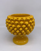 Portavaso Mezza Pigna Ceramica Caltagirone cm H.20 L.20 Artigianale Giallo DD CERAMICHE SICILIANE