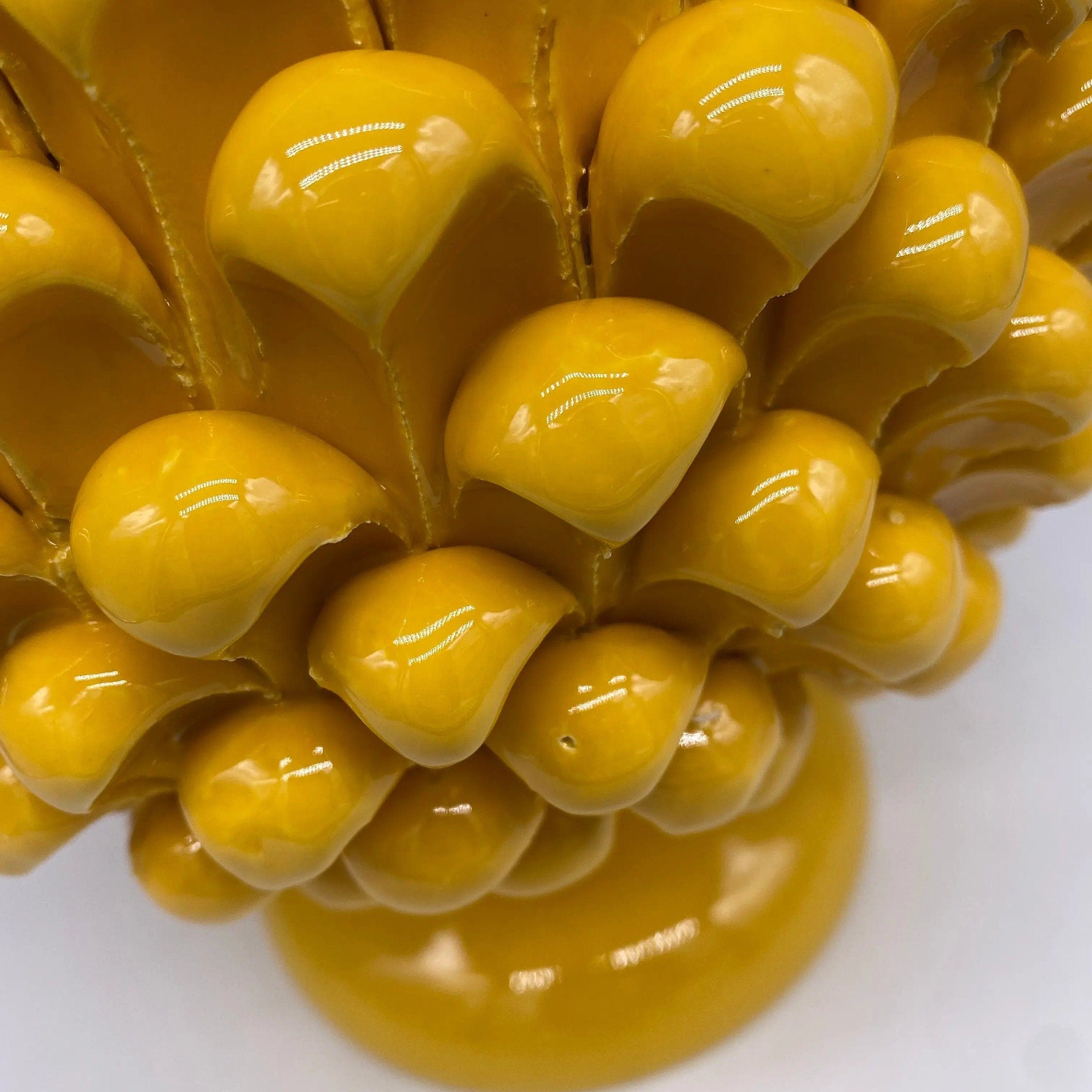 Portavaso Mezza Pigna Ceramica Caltagirone cm H.20 L.20 Artigianale Giallo DD CERAMICHE SICILIANE