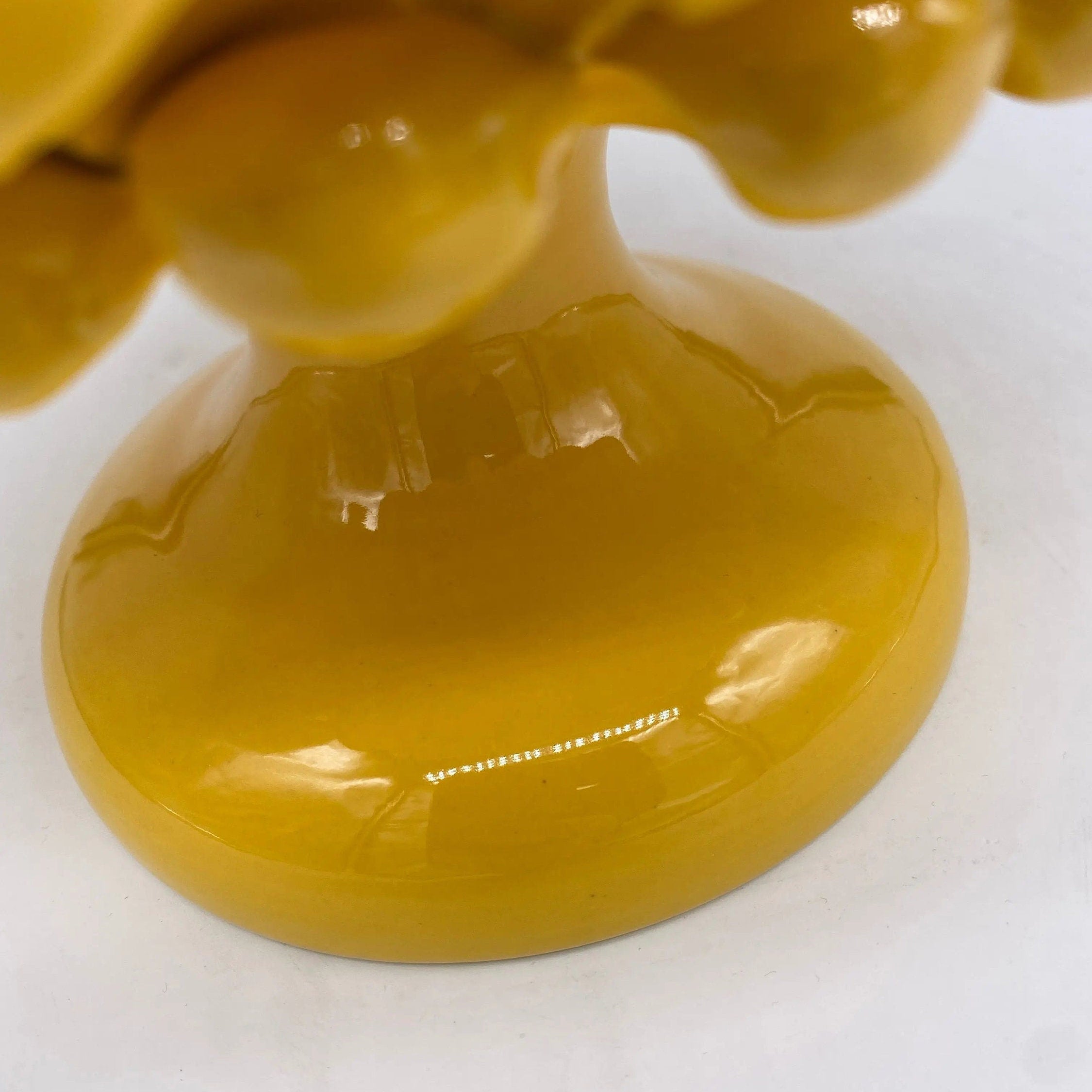 Portavaso Mezza Pigna Ceramica Caltagirone cm H.20 L.20 Artigianale Giallo DD CERAMICHE SICILIANE