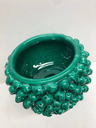 Portavaso Mezza Pigna Ceramica Caltagirone cm H.20 L.20 Artigianale Verde Cristallo DD CERAMICHE SICILIANE