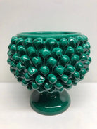 Portavaso Mezza Pigna Ceramica Caltagirone cm H.20 L.20 Artigianale Verde Cristallo DD CERAMICHE SICILIANE