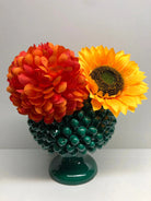 Portavaso Mezza Pigna Ceramica Caltagirone cm H.20 L.20 Artigianale Verde Cristallo DD CERAMICHE SICILIANE