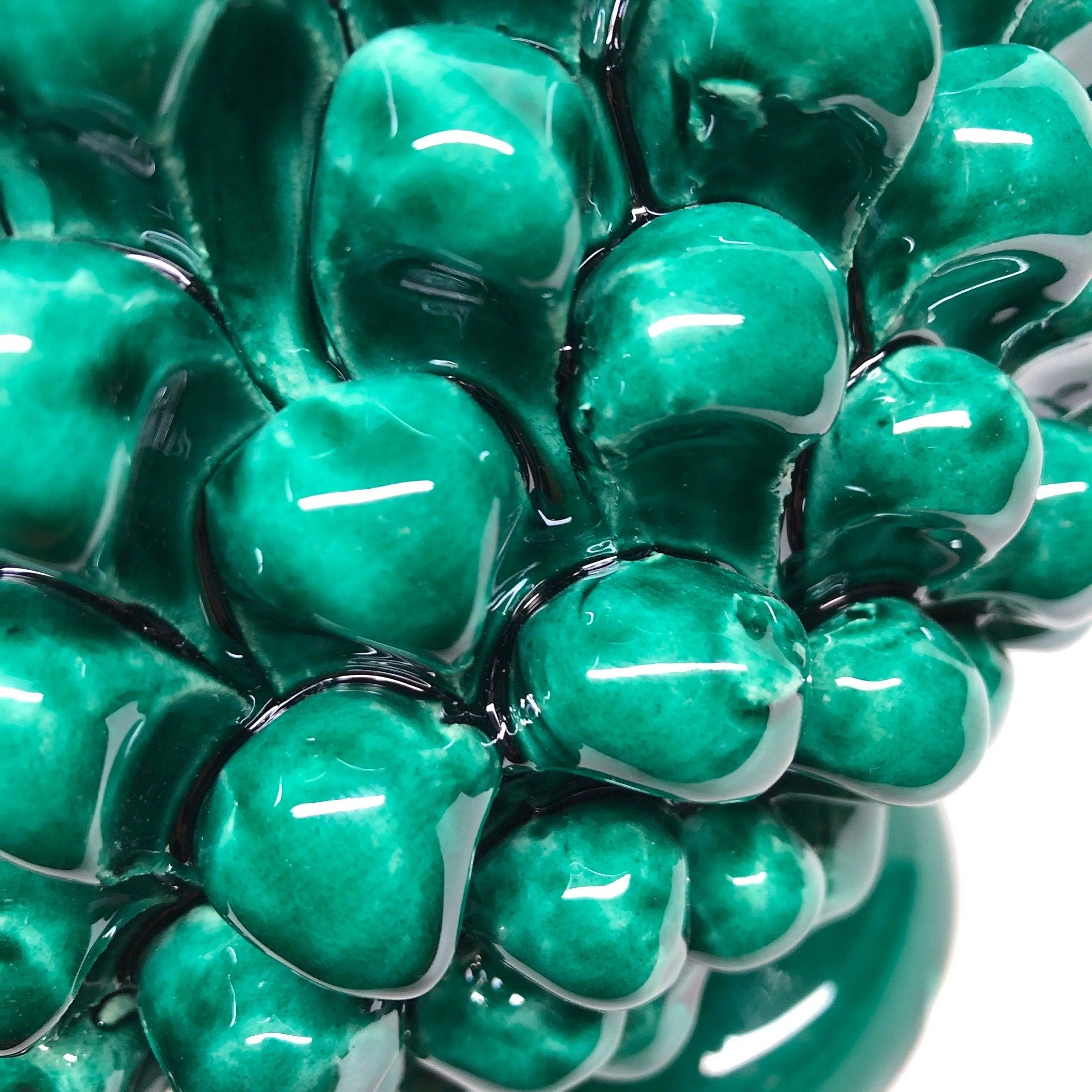 Portavaso Mezza Pigna Ceramica Caltagirone cm H.20 L.20 Artigianale Verde Cristallo DD CERAMICHE SICILIANE